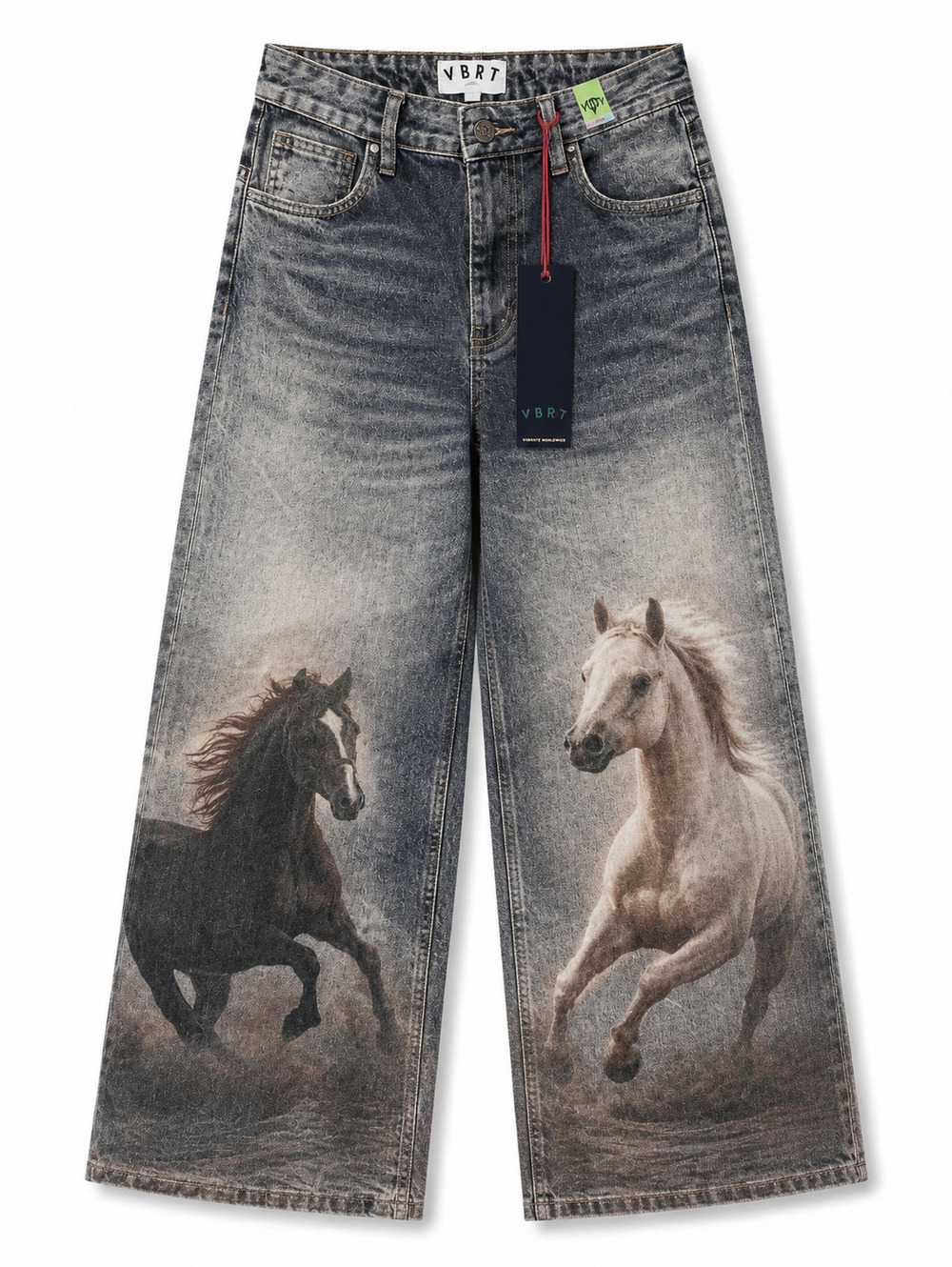 VBRT wide-leg horse print denim jeans